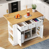 Kitchen Island Storage Trolley Cart with Drop Leaf, Drawers & Spice Racks, White