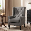 Retro Accent Chair Wingback Armchair with Wood Frame for Living Room Dark Grey