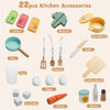 Corner Kitchen Playset Wooden Kids Pretend Play Kitchen w/Fridge-Beige