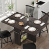 Folding Dining Table w/ Drop Leaf, Space Saving Kitchen Table w/ Storage Shelves