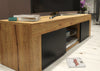 130cm TV Unit Oak Matt Body | Black Matt Doors Cabinet | Modern Storage Unit