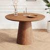 Round Dining Table for 4 Modern Wood Kitchen Table w/ Pedestal Base Space-Saving