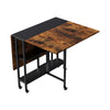 Rolling Drop Leaf Dining Table Folding Kitchen Table with Open Shelves & Wheels