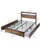 Double Size Bed Frame Metal Bed Platform LED Lights Headboard & 4 Storage Drawer