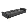 Sofa Bed 3 Seater Faux Leather Click Clack Couch Cup Holders Grey Cream Black