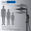 Bathroom Thermostatic Shower Mixer Set 12" Shower Head Matte Black Exposed Valve