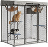 76in Large Walk-in Catio Outdoor Cat Enclosure Pen Run w/ Waterproof Cover Roof