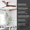 VONLUCE 52" Modern Ceiling Fan w Light & Remote 6 Speeds Reversible Motor 132cm