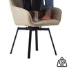 2x Beige Swivel Dining Chairs Faux Leather Padded Seat Dining Room Chair Modern