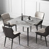 Rectangular Marble Dining Table 4-6 Seaters Black Metal Legs Kitchen Furniture