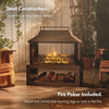 Outdoor Fire Pit Fireplace 82cm Steel Log Storage Wood Burner Patio Heater Black