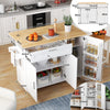 Kitchen Island Rolling Storage Trolley w/ Drop Leaf, Drawer & Spice Racks, White