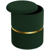 Round Pouffe, Storage Footstool with Cushioned Top, Dark Green