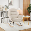 Upholstered Rocking Chair Nursery Glider Rocker w/Padded Backrest-Beige