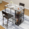 3 PCS Dining Table Set 2 Upholstered Chairs with Storage Shelves for Space