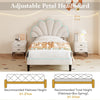 3ft Single Upholstered Bed Frame with Headboard, Solid Wood Slat, Velvet, Beige