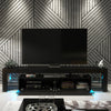 200cm TV Unit I Modern Cabinet TV Stand I Black High Gloss Doors I Free LED