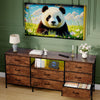 63in TV Stand with 8 Fabric Drawers & LED Lights, Storage Cabinet with Wood Top