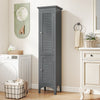 Narrow Linen Floor Storage Cabinet Slim Storage Organizer with 2 Doors-Grey