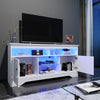 White TV Stand Cabinet Unit High Gloss Storage Doors with RGB LED 135cm Cupboard