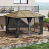 3 x 3.6m Hardtop Gazebo Canopy w/ Aluminium Frame Netting & Curtains