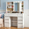 Dressing Table w/ Power Outlet 9 Drawer 10x Magnifying Mirror & Led Slide Mirror