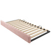 3ft Single Velvet Daybed with Trundle Bed, Upholstered Sofa Bed 90x190cm Pink