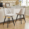 2PCS Swivel Bar Stools Counter Height Upholstered Kitchen Island Chairs w/ Backs