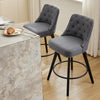2 pack Swivel Bar Stools 26 inch Linen Counter Chairs Tufted Back Wood Legs