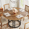 120cm Round Dining Table Industrial Kitchen Table w/ Metal Frame for Dining Room