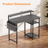 100 x 48 cm Computer Desk, Office Desk with LED Lights & Side Bag, PC Desk, Grey