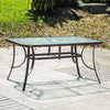 Large 150CM Glass Top Garden Dining Table Parasol Hole Bistro Outdoor Furniture