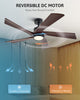 VONLUCE 52" Modern Ceiling Fan w Light & Remote 6 Speeds Reversible Motor 132cm