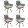 4 PCS ROTATABLE DINING CHAIRS VELVET PADDED METAL LEGS KITCHEN SWIVEL CHAIR GREY
