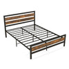 King Bed Frame Industrial Platform Bed Metal Wood Bed Frame with storage