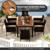 7 Pieces PE Rattan Outdoor Patio Dining Set with 6 Chairs and Acacia Wood Table