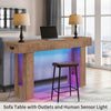 Farmhouse Console Table w/LED Lights&Charging Station Narrow Entryway Sofa Table