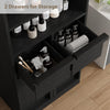 Bathroom Cabinet,51" Freestanding Storage Unit w/Doors&2-Drawer,White/Black/Gray