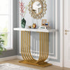 Modern Gold Console Table, 39.37-Inch Faux Marble Entryway Sofa Table for Foyer