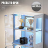 Display Cabinets with Glass Doors & RGB Lights,4 Tier Curio & Bookcase Storage