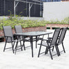 Large 150CM Glass Top Garden Dining Table Parasol Hole Bistro Outdoor Furniture