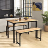3-Piece Dining Table Set Industrial Breakfast Kitchen Table Set with 2 Benches