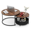 Round Coffee Table Set of 2 80 & 60 CM Circle Cocktail Table-Coffee