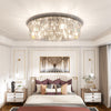Round Crystal Chandelier Flush Mount LED Ceiling Light Fixture Lamp Color Adjust