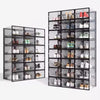 12 x Stackable Foldable Boxes Trainers Organiser Clear Plastic Shoe Storage Box