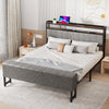 LUXURY GREY FABRIC BED FRAME SET UPHOLSTERED WITH HEADBOARD 4FT6 DOUBLE Jawiwpiv