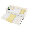 DAYBED 3FT SINGLE LINEN UPHOLSTERED BED GUEST BED SOFA BED WITH TRUNDLE BEIGE