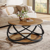 2-Tier Round Coffee Table, 31.5" Wood Circle Accent Center Table for Living Room