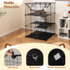 Indoor Cat Cage 3-Tier Cat Enclosure w/ Skylight Hammock 2 Ladders Black