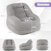 Boneless Floor Single Sofa Chair w/Soft Stripe Corduroy Cover-Grey